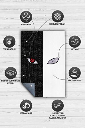 Homshtag Mangekyo Rinnegan Dokuma Tabanlı Yıkanabilir Kaymaz Anime Severler Halısı