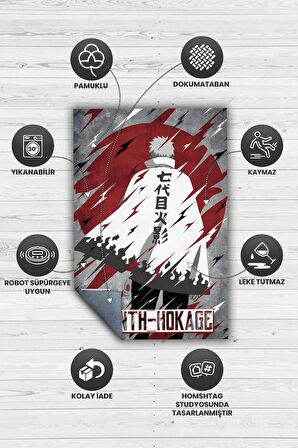 Homshtag Yedinci Hokage Oldum Dokuma Tabanlı Yıkanabilir Kaymaz Anime Severler Halısı
