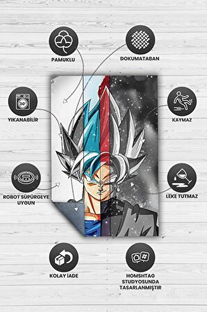 Homshtag Gohan Dokuma Tabanlı Yıkanabilir Kaymaz Anime Severler Halısı