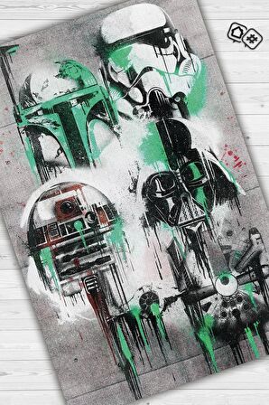 Homshtag Yıldız Karakterler Dokuma Tabanlı Yıkanabilir Kaymaz  Star Wars Film Halısı