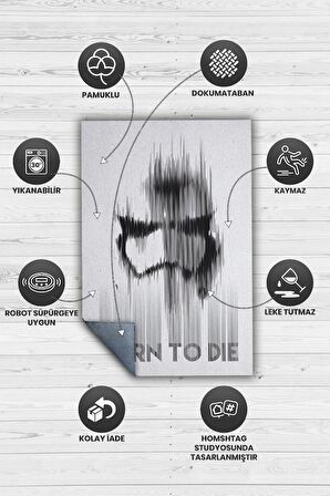 Homshtag Ölmek İçi Doğmuş Dokuma Tabanlı Yıkanabilir Kaymaz Star Wars Film Halısı