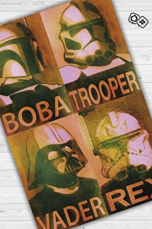 Homshtag Boba Trooper Vader Rex Dokuma Tabanlı Yıkanabilir Kaymaz Star Wars Film Halısı