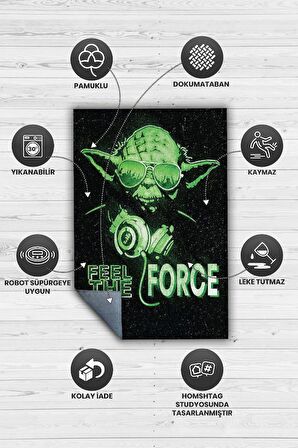 Homshtag Gücü Hisset Dokuma Tabanlı Yıkanabilir Kaymaz Star Wars Film Halısı