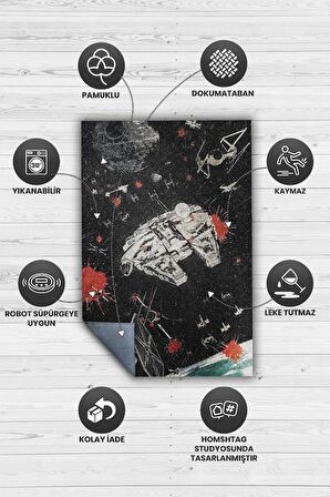 Homshtag Carguero Ligero Dokuma Tabanlı Yıkanabilir Kaymaz Star Wars Film Halısı