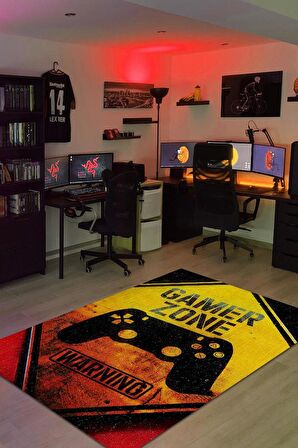Homshtag Uyarı Oyun Alanı Dokuma Tabanlı Yıkanabilir Kaymaz Gamer Halısı