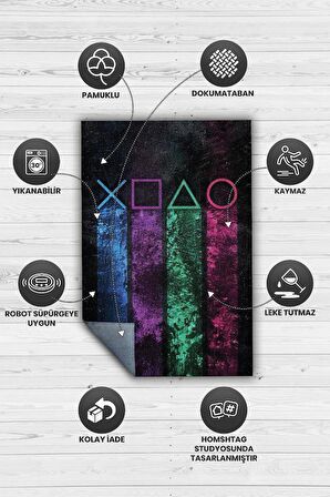 Homshtag Joystick Dokuma Tabanlı Yıkanabilir Kaymaz Gamer Halısı