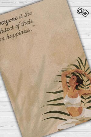 Homshtag Mutluluğun Mimarı Pamuklu Dokuma Tabanlı Yıkanabilir Kaymaz Dekoratif Halı