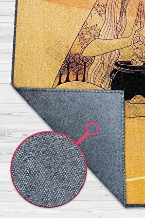 Homshtag Ritüel Pamuklu Dokuma Tabanlı Yıkanabilir Kaymaz Dekoratif Halı