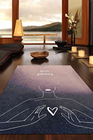 Homshtag Platesi Seviyorum Pamuklu Dokuma Tabanlı Yıkanabilir Kaymaz Dekoratif Halı