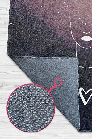 Homshtag Platesi Seviyorum Pamuklu Dokuma Tabanlı Yıkanabilir Kaymaz Dekoratif Halı