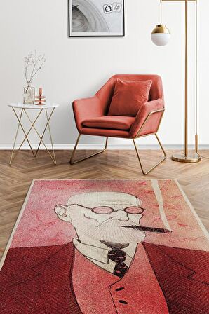 Homshtag Freud Pamuklu Dokuma Tabanlı Yıkanabilir Kaymaz Dekoratif Halı