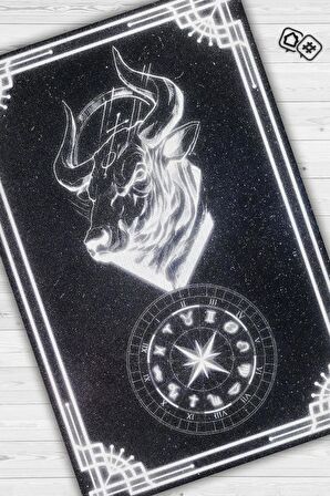 Homshtag Boğa Burcu Pamuklu Dokuma Tabanlı Yıkanabilir Dekoratif Halı