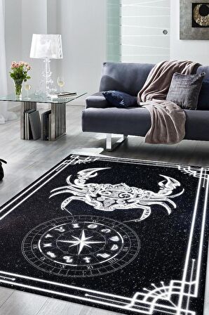 Homshtag Yengeç Burcu Pamuklu Dokuma Tabanlı Yıkanabilir Dekoratif Halı