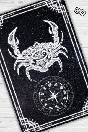 Homshtag Yengeç Burcu Pamuklu Dokuma Tabanlı Yıkanabilir Dekoratif Halı