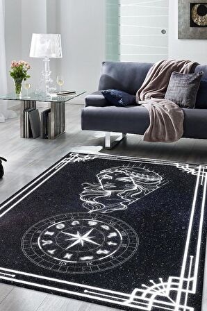 Homshtag Başak Burcu Pamuklu Dokuma Tabanlı Yıkanabilir Dekoratif Halı