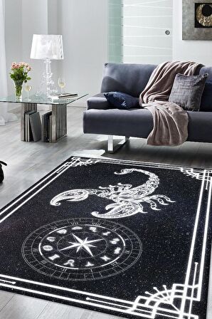 Homshtag Akrep Burcu Pamuklu Dokuma Tabanlı Yıkanabilir Dekoratif Halı