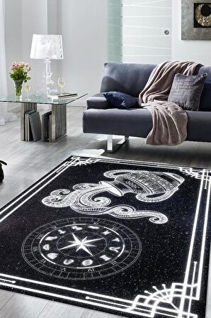 Homshtag Kova Burcu Pamuklu Dokuma Tabanlı Yıkanabilir Dekoratif Halı