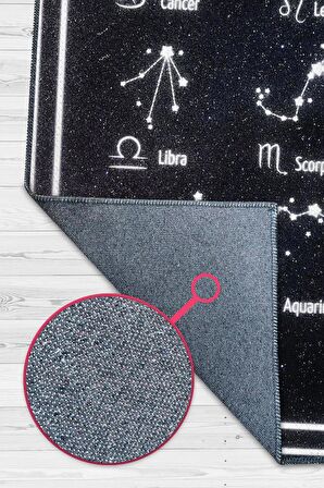 Homshtag Burçular Pamuklu Dokuma Tabanlı Yıkanabilir Dekoratif Halı