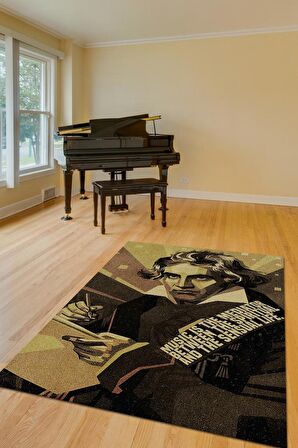 Homshtag Beethoven Pamuklu Dokuma Tabanlı Yıkanabilir Kaymaz Dekoratif Halı