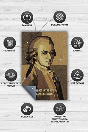 Homshtag Mozart Pamuklu Dokuma Tabanlı Yıkanabilir Kaymaz Dekoratif Halı