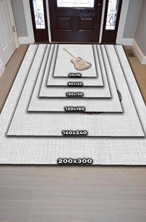 Homshtag Gitar Pamuklu Dokuma Tabanlı Yıkanabilir Kaymaz Dekoratif Halı