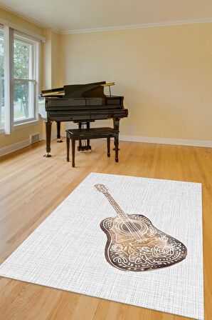 Homshtag Gitar Pamuklu Dokuma Tabanlı Yıkanabilir Kaymaz Dekoratif Halı