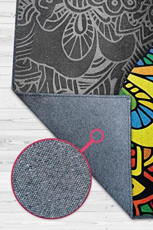 Homshtag Gitar Renkleri  Pamuklu Dokuma Tabanlı Yıkanabilir Kaymaz Dekoratif Halı