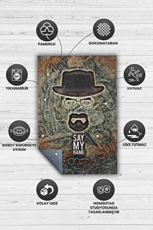 Homshtag Adımı Söyle Tabanlı Yıkanabilir Breaking Bad Halısı