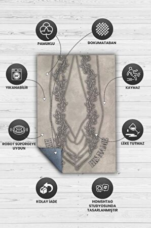 Homshtag Elele Kişiye Özel Kişiselleştirilebilir Dokuma Tabanlı Yıkanabilir Dekoratif Ev Halısı