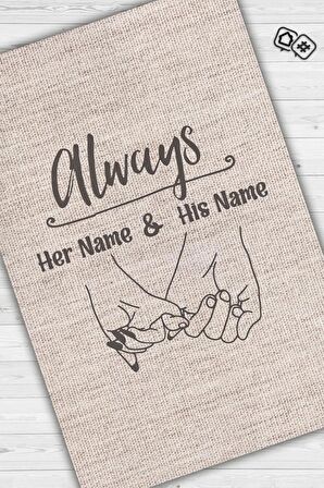 Homshtag Her Zaman Kişiye Özel Kişiselleştirilebilir Dokuma Tabanlı Yıkanabilir Dekoratif Ev Halısı