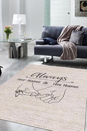 Homshtag Her Zaman Kişiye Özel Kişiselleştirilebilir Dokuma Tabanlı Yıkanabilir Dekoratif Ev Halısı