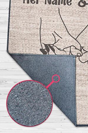 Homshtag Her Zaman Kişiye Özel Kişiselleştirilebilir Dokuma Tabanlı Yıkanabilir Dekoratif Ev Halısı