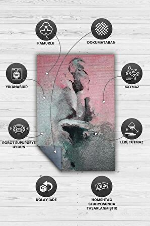 Homshtag Aşkın Ruhu Dokuma Tabanlı Yıkanabilir Dekoratif Ev Halısı