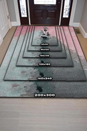 Homshtag Aşkın Ruhu Dokuma Tabanlı Yıkanabilir Dekoratif Ev Halısı