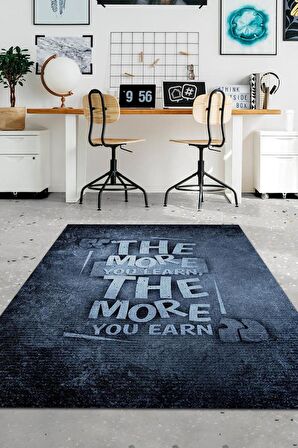 Homshtag Çok Öğren Çok Kazan Pamuklu Dokuma Tabanlı Yıkanabilir Dekoratif Home Office Halısı
