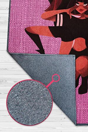 Homshtag Blackpink Pamuklu Dokuma Tabanlı Yıkanabilir Dekoratif Halı