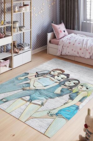 Homshtag Black Pink Pamuklu Dokuma Tabanlı Yıkanabilir Dekoratif Halı