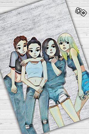 Homshtag Black Pink Pamuklu Dokuma Tabanlı Yıkanabilir Dekoratif Halı