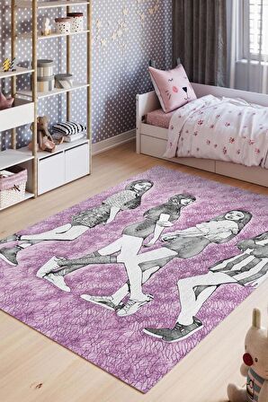 Homshtag J,J,L,R Pamuklu Dokuma Tabanlı Yıkanabilir Dekoratif Halı