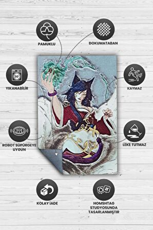 Homshtag Ahri Dokuma Tabanlı Yıkanabilir Gamer Halısı