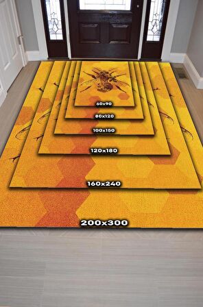 Homshtag Kraliçe Arı Dokuma Tabanlı Yıkanabilir Dekoratif Halı