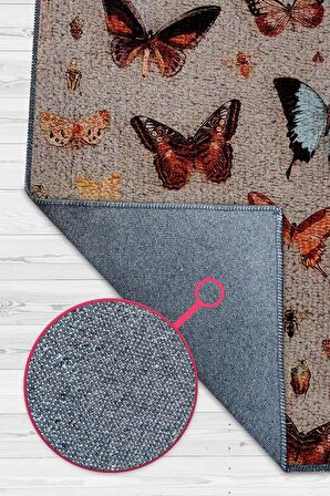 Homshtag Renk Renk Kelebekler Dokuma Tabanlı Yıkanabilir Dekoratif Halı