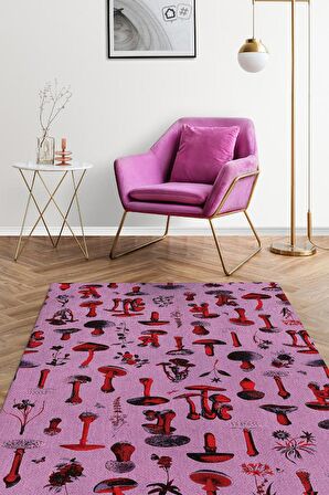 Homshtag Mantar Dünyası Dokuma Tabanlı Yıkanabilir Dekoratif Halı