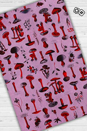 Homshtag Mantar Dünyası Dokuma Tabanlı Yıkanabilir Dekoratif Halı