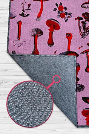 Homshtag Mantar Dünyası Dokuma Tabanlı Yıkanabilir Dekoratif Halı