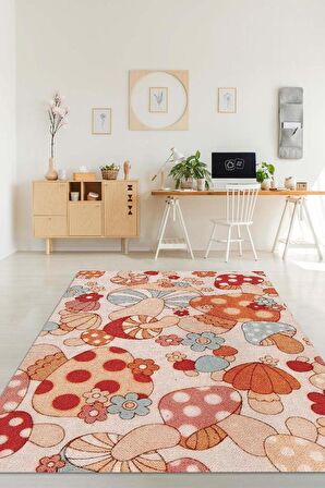 Homshtag Art Deco Mantar Dokuma Tabanlı Yıkanabilir Dekoratif Halı