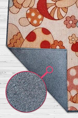 Homshtag Art Deco Mantar Dokuma Tabanlı Yıkanabilir Dekoratif Halı