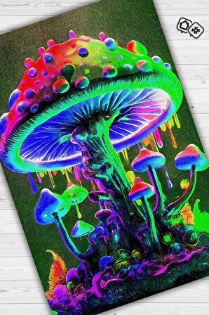 Homshtag Neon Mantar Dokuma Tabanlı Yıkanabilir Dekoratif Halı