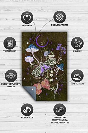 Homshtag Mikro Orman Dokuma Tabanlı Yıkanabilir Dekoratif Halı