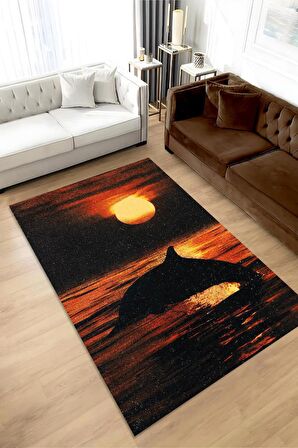 Homshtag Gün Batımı Dokuma Tabanlı Yıkanabilir Kaymaz Manzara Halısı